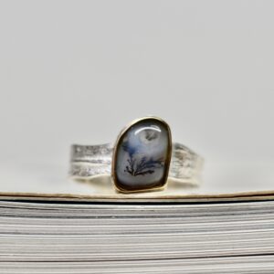 Nico TAeymans crete ring met dendritische opaal goud en zilver