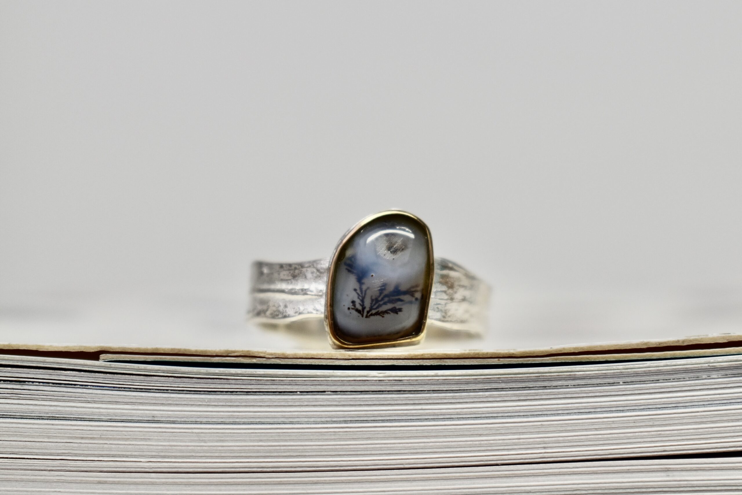 Nico TAeymans crete ring met dendritische opaal goud en zilver