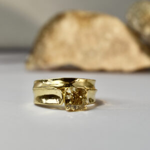Nico Taeymans 18 karaat geel gouden ring met bruine 2 caraat diamant