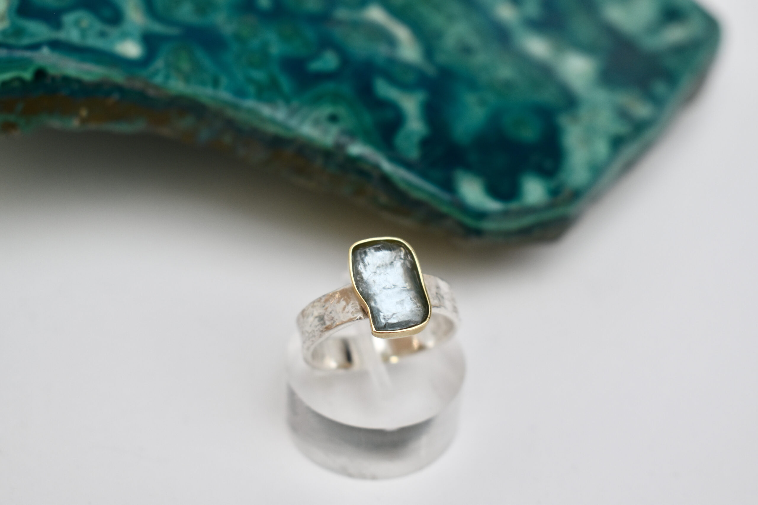 Nico Taeymans zilveren crete ring met ruwe aquamarijn21