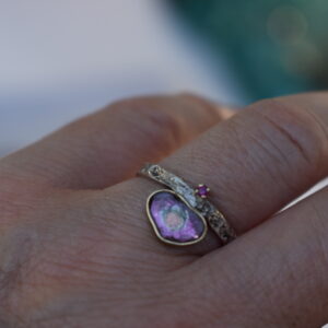Zilveren ring met toermalijn en robijn